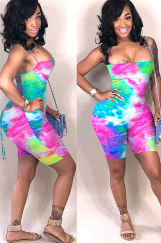 macacões multicoloridos moda sexy desenho colorido sem costas sem mangas