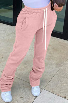 Pantalon classique basique uni à la mode rose