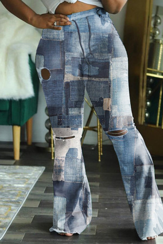 Pantaloni regolari con stampa casual alla moda grigia