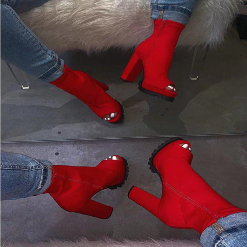 Sapatos de couro redondos sensuais vermelhos