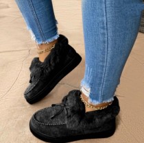 Chaussures rondes décontractées noires pour garder au chaud