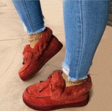 Chaussures de maintien au chaud rondes décontractées rouge vin