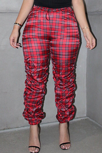 Pantaloni a vita alta larghi con stampa sexy rossa