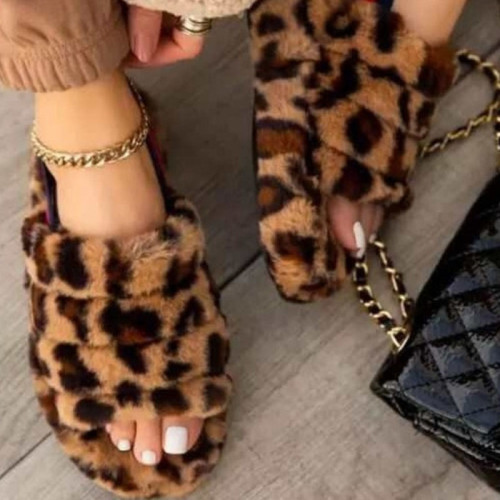 Sapatos casuais redondos confortáveis ​​com estampa de leopardo