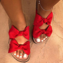Casual rouge avec des chaussures confortables rondes Bow