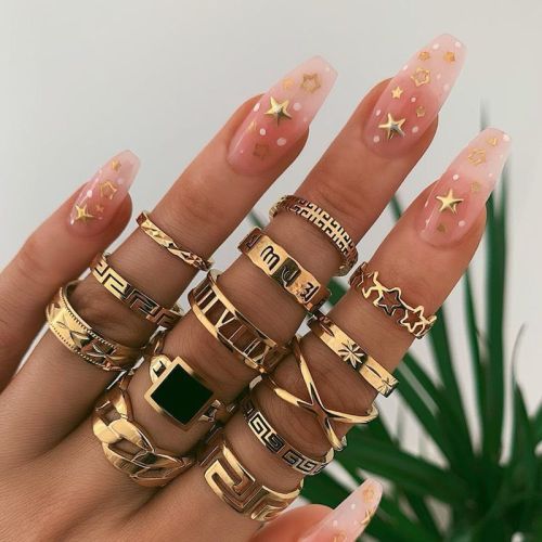 Anéis sólidos de ouro de moda de rua