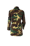 Camo Casual Turndown Collar Single Breasted Blends Coat(Without Belt)