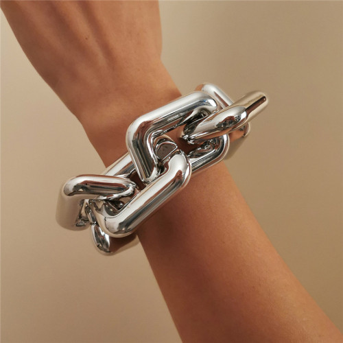 Silver Mode Enkelhet Fyrkantiga geometriska ihåliga armband