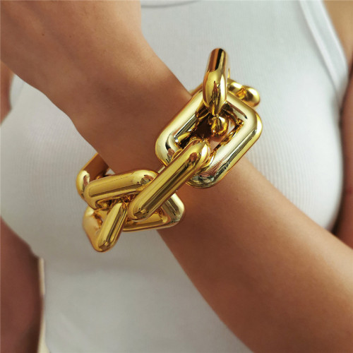 Guld mode enkelhet fyrkantiga geometriska ihåliga armband