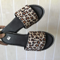Sapatos de porta aberta com estampa de leopardo casual de rua dividida