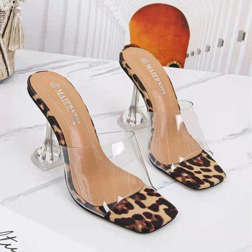 Chaussures décontractées à imprimé léopard et à bouche de poisson