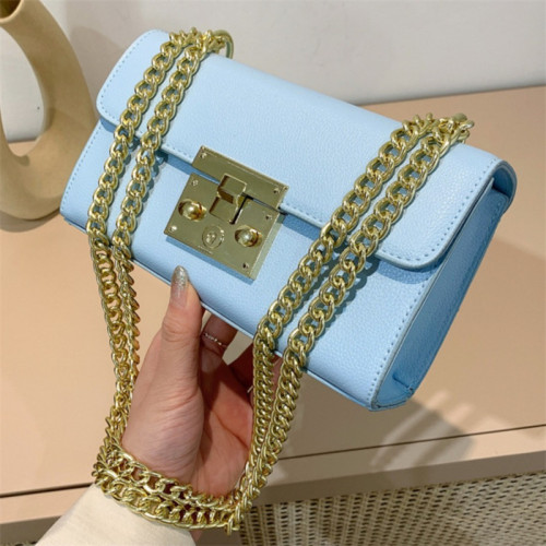 Blue Fashion Casual Solid Patchwork Chains Shoulder Bag
