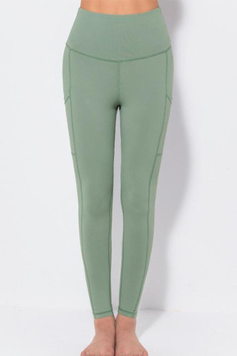 Cinza Verde Casual Sportswear Sólido Split Joint Lápis Skinny Cintura Alta Cor Sólida Parte Inferior