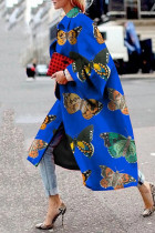Vêtement d'extérieur à col rabattu et à imprimé camouflage bleu royal