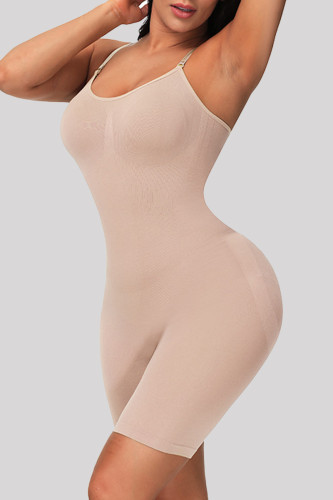 Macacão skinny de damasco sexy roupa esportiva sólida sem costas com alça de espaguete
