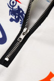 Sky Blue Sportswear Letter Print Zipper Collar Long Sleeve Two Pieces