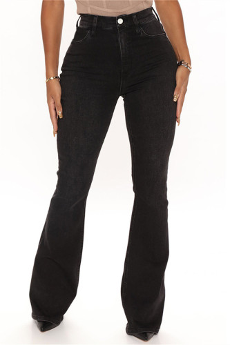 Jeans in denim normale a vita alta basic casual casual alla moda neri