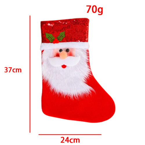 Calzino con snodo diviso in paillettes di Babbo Natale bianco rosso stile britannico