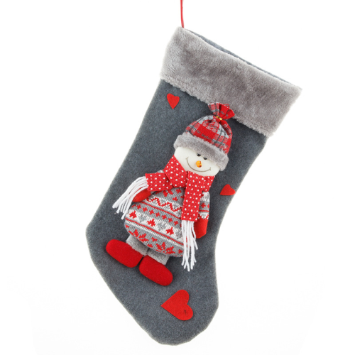 Calzino con snodo diviso per Babbo Natale con fiocchi di neve vintage grigio