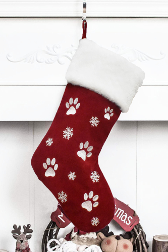 Red Street Party Print Snowflakes Split Joint Sock