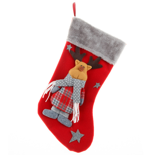 Calzino con snodo diviso per Babbo Natale con fiocchi di neve vintage rosso giallo