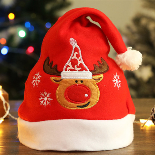 Chapéu de Natal bordado de retalhos de moda cáqui