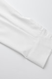 Colarinho branco fashion sexy sólido básico dobrado manga longa duas peças