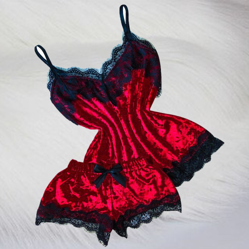 Red Sexy Party Print Split Joint Lingerie