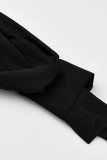 Robe chemise à manches longues à col rabattu et à la mode décontractée noire