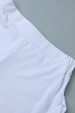 Pantalon crayon taille haute régulier à glands solides décontractés à la mode blanc