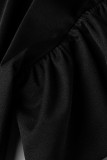 Robes de jupe en une étape noires élégantes et solides à volants