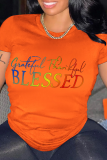 T-shirts basiques à col rond et à la mode décontractés orange