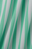 Vert Casual Stripe Print Patchwork Straight High Waist Wide Leg Full Print Bottoms