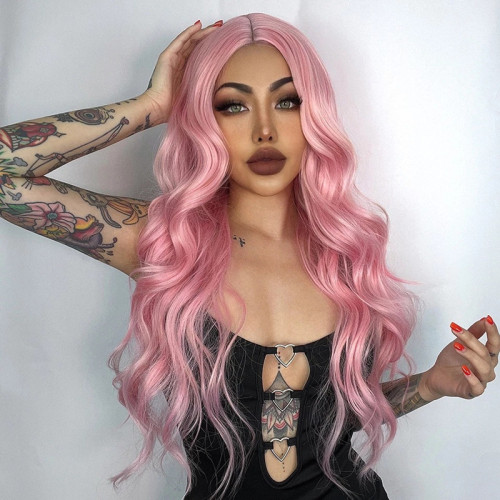 Pink Fashion Casual Solid Patchwork Wigs