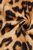 Macacão reto com estampa de leopardo estampa sexy patchwork de leopardo com alça de espaguete