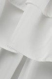 Tops à épaules dénudées asymétriques en patchwork uni à la mode blanc