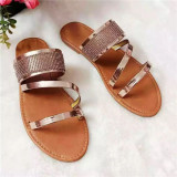 Or Fashion Casual Patchwork Rhinestone Round Chaussures de porte confortables