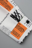 Tops à col rabattu fendus en patchwork imprimés décontractés noirs et blancs