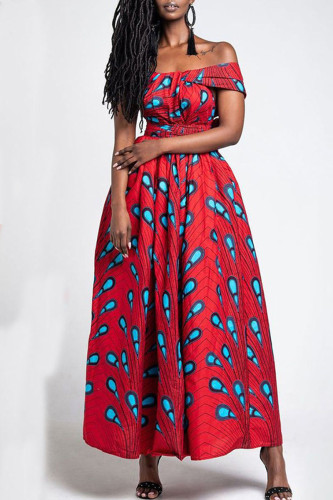 Vestido de baile de formatura com patchwork de bandagem vermelha decote em V reto africano