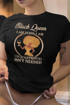 T-shirts à col rond basiques en patchwork imprimés décontractés noirs