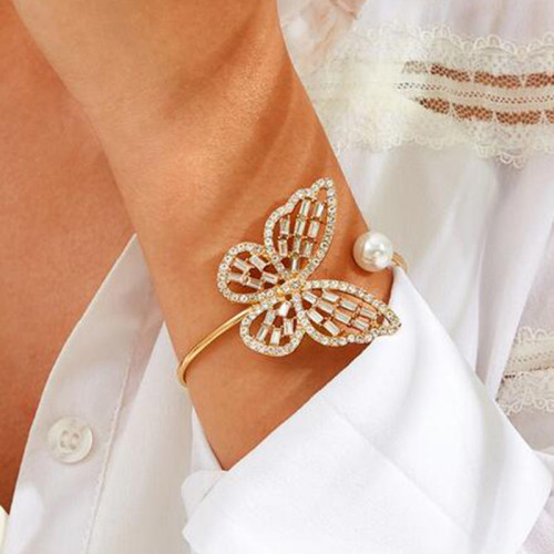 Pulseira de strass de retalhos de borboleta de ouro fashion simplicidade