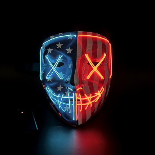 Red Blue Scary Halloween Mask LED Light up Mask Cosplay Glowing in The Dark Mask Costume Halloween Face Masks