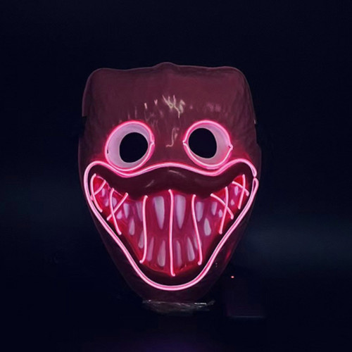 Pink Scary Halloween Mask LED Light up Mask Cosplay Glowing in The Dark Mask Kostym Halloween ansiktsmasker