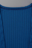 Azul bebê casual patchwork sólido manga longa três peças