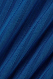 Azul bebê casual patchwork sólido manga longa três peças