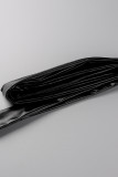 Mode décontractée noire solide avec ceinture grande taille