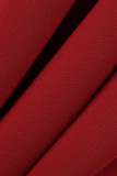 Robes de jupe en une étape à col rond en patchwork élégant et décontracté rouge