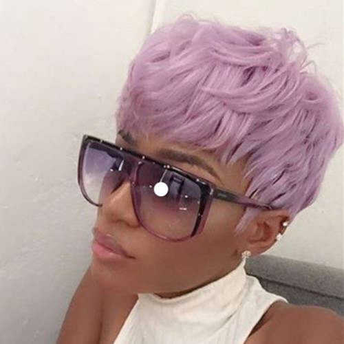 Light Purple Casual Daily Solid Patchwork Wigs