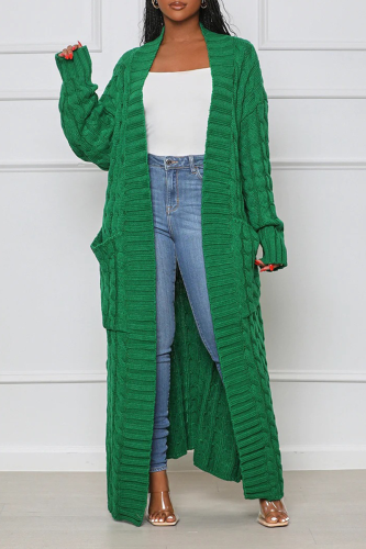 Green Street Solid Patchwork Cardigan krage Ytterkläder