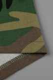 Camouflage Casual Camouflage Print Cardigan Turndown-krage Ytterkläder